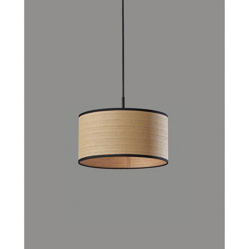 Harvest Pendant Black - Adesso: Woven Paper Shade, 15' Cord, ETL Listed, No Assembly Required