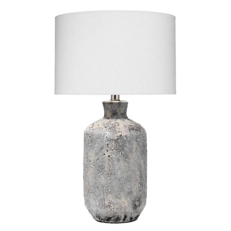 Gray Ceramic Table Lamp with Cream Drum Shade