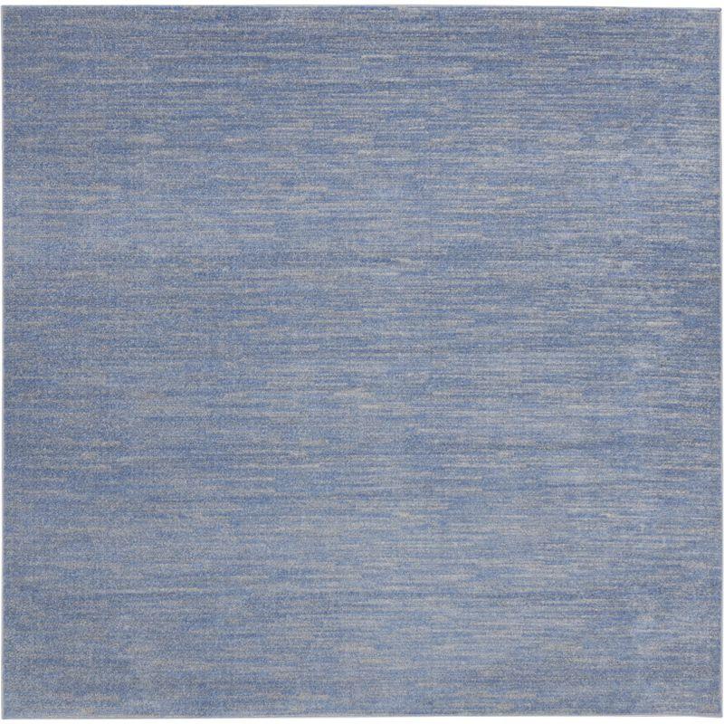 Square 9' Blue/Grey Synthetic Easy-Care Outdoor Rug