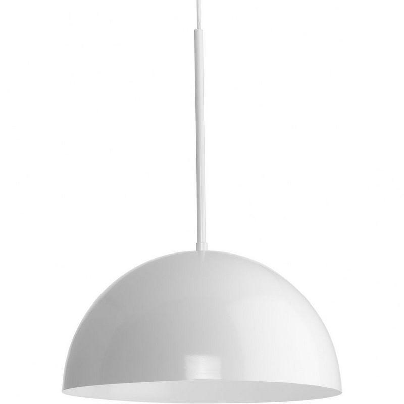 Elegant Brushed Nickel Bowl Pendant with White Dome Shade