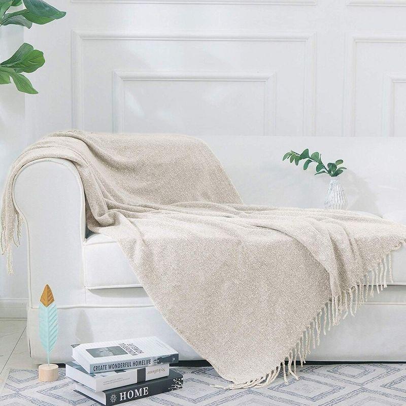 Full Taupe Wool Knitted Machine Washable Throw Blanket