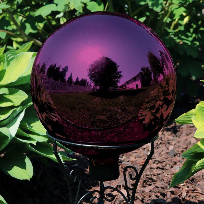 Sunnydaze Indoor/Outdoor Reflective Mirrored Surface Garden Gazing Globe Ball with Stemmed Bottom and Rubber Cap - 10" Diameter