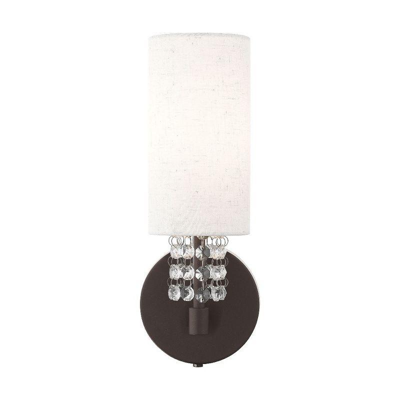 English Bronze Direct Wired Electric Wall Sconce with Crystals