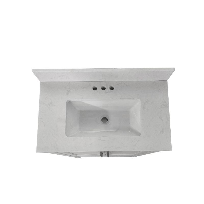 Taylor & Logan 36" Vivien Bathroom Vanity White: Carrara Marble Countertop, Ceramic Sink, Adjustable Shelf