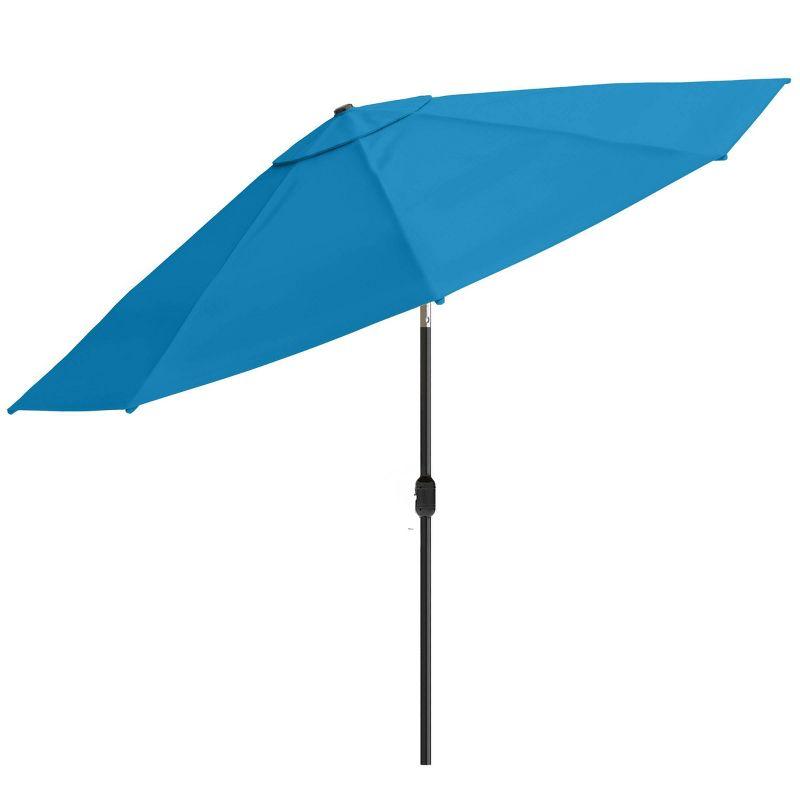 Pure Garden 10' Octagon Outdoor Patio Market Umbrella: Solar LED, Water-Resistant, Steel Frame