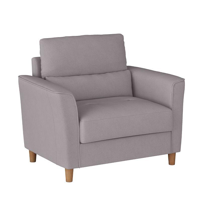 Flared Arm Light Grey Microfiber & Wood Accent Chair