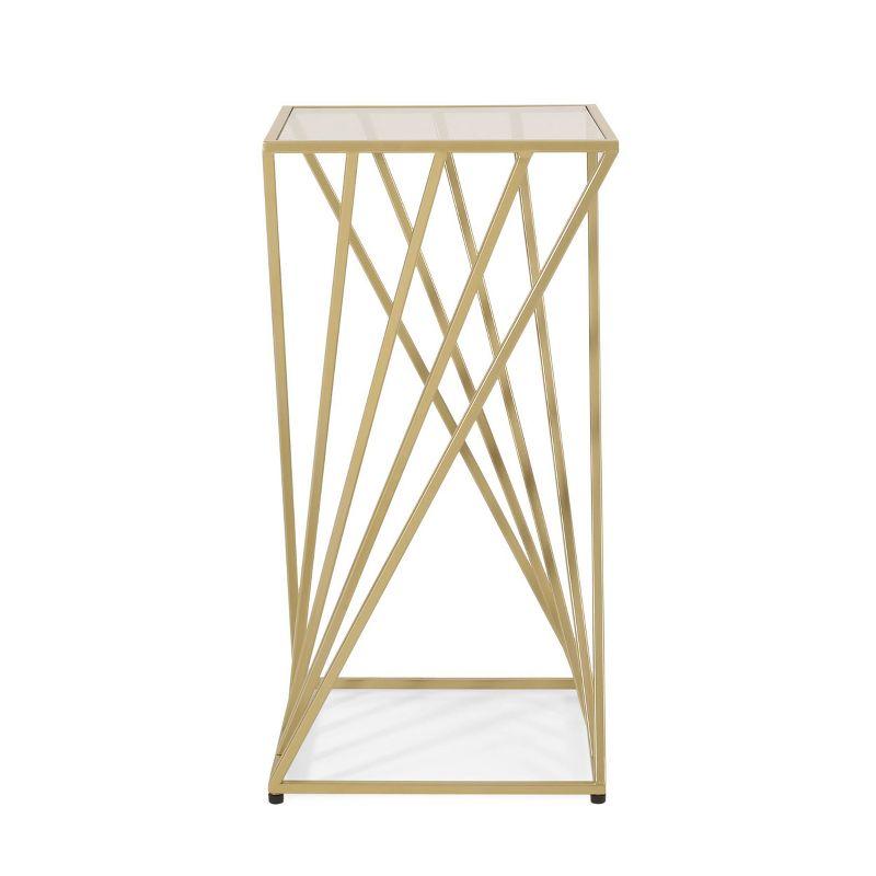 Wadleigh Modern Glam Glass Top End Table Champagne Gold - Christopher Knight Home: Iron Frame, No Assembly Required