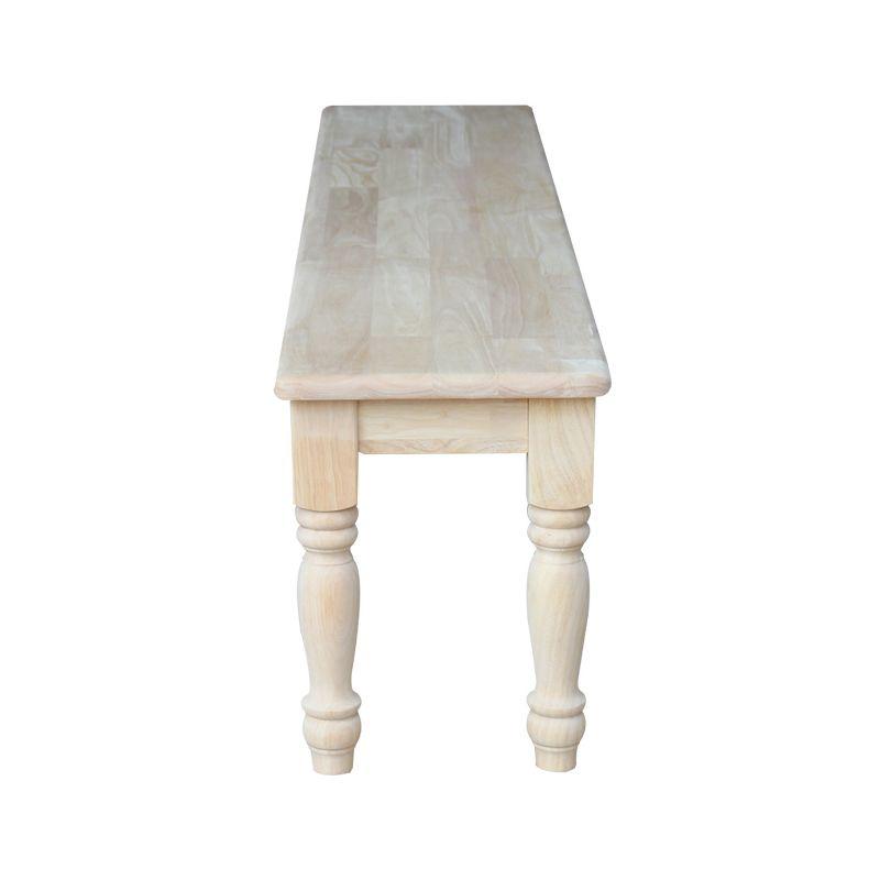 72" Shaker Style Bench with Turned Legs Unfinished - International Concepts: Solid Wood, Entryway Seating