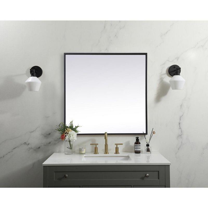 Elegant Lighting Metal Frame Square Mirror 24 inch in Black