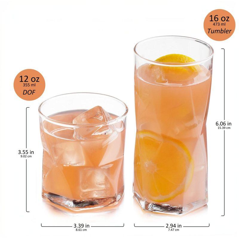 Libbey Rhombus 16-Piece Tumbler and Rocks Glass Set (Set of 16)