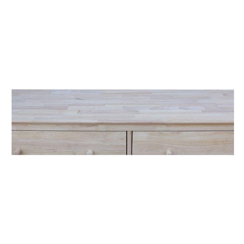 Dresser with 6 Drawers Unfinished - International Concepts: Solid Parawood Bedroom Storage