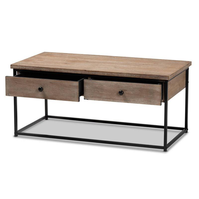 Roderick Wood & Metal Coffee Table with Storage, Industrial Design - Baxton Studio