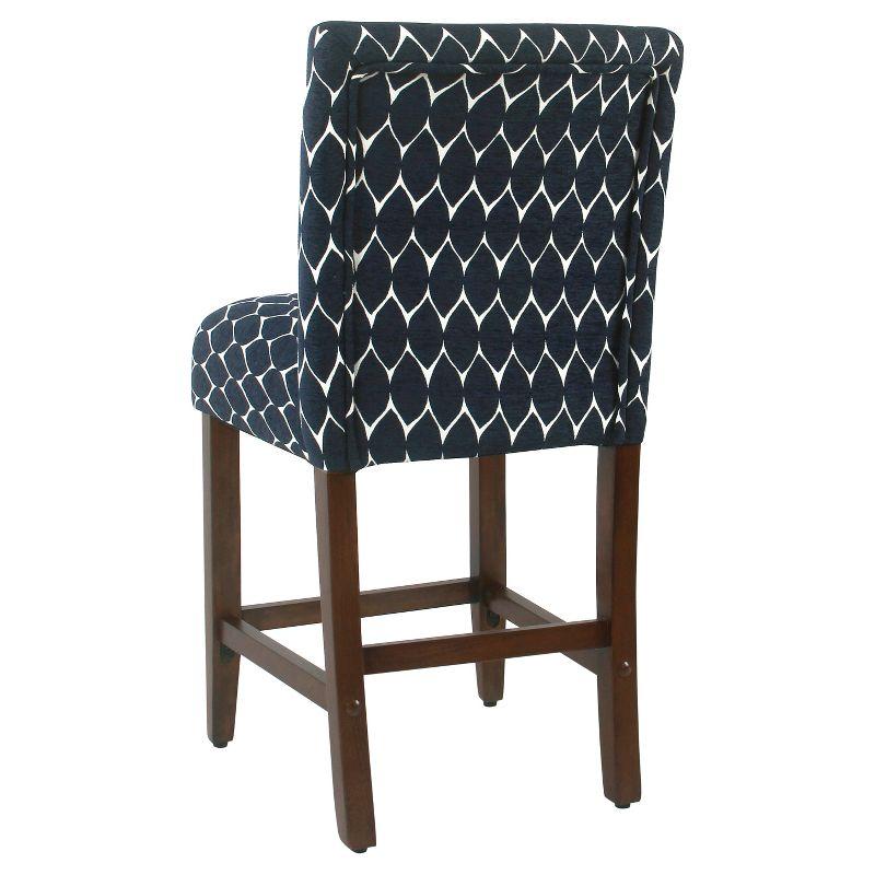 Navy Classic Parsons 24" Upholstered Counter Stool with Wood Legs