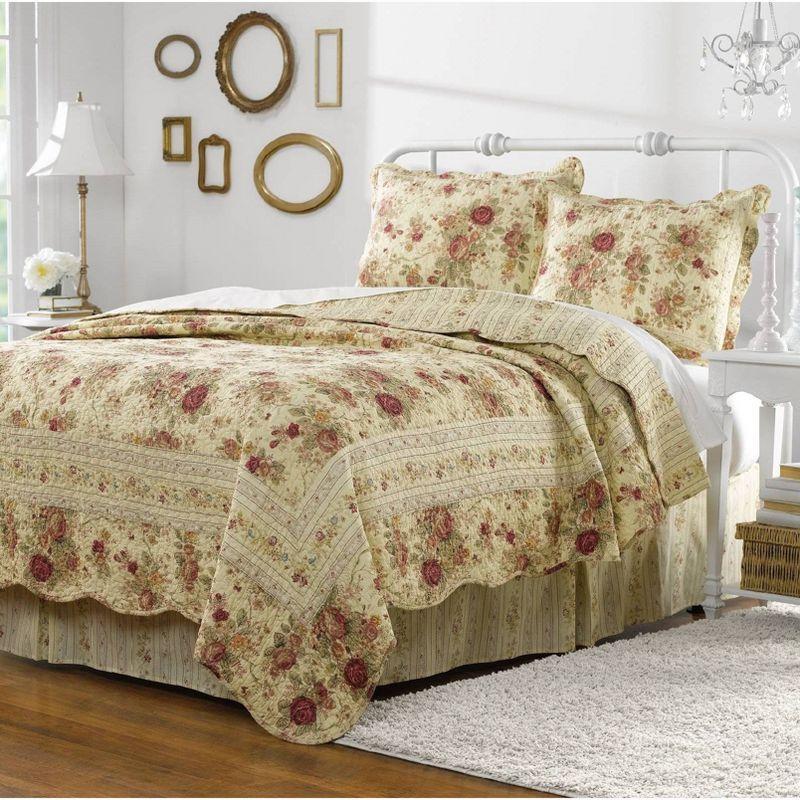 Antique Rose Cotton Reversible Quilt Set