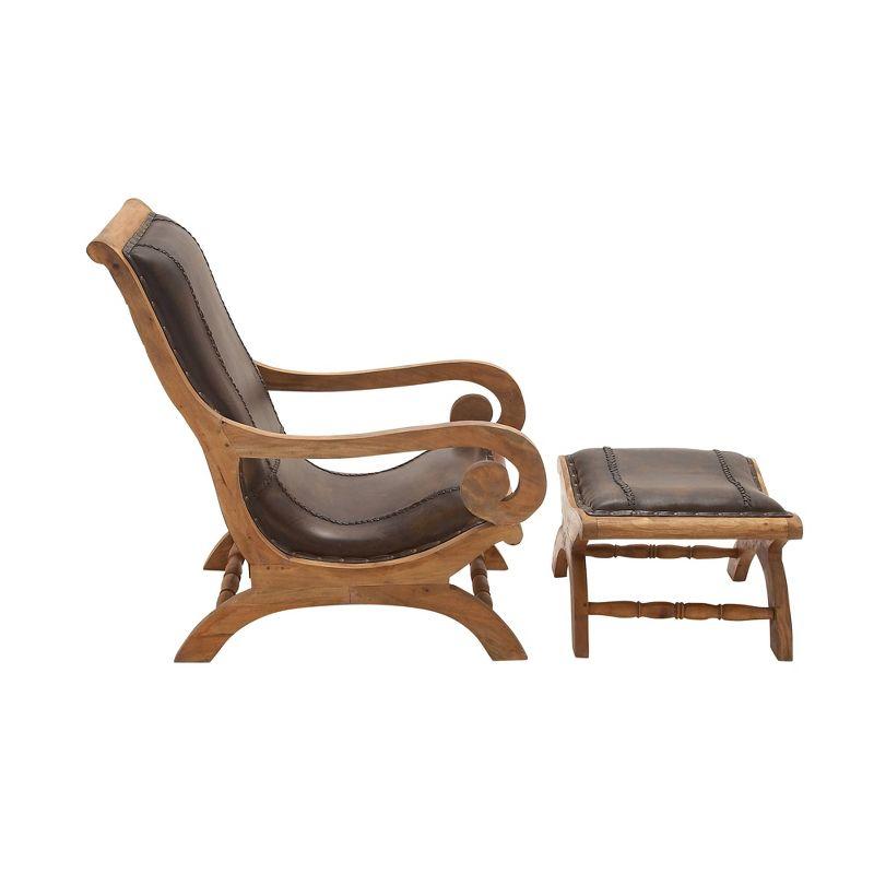 Traditional Leather Accent Chair Dark Brown - Olivia & May: Sturdy, Sophisticated, No Assembly Required