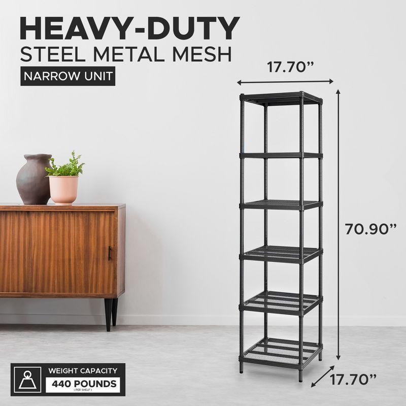 Versatile MeshWorks Black Metal Mesh 6-Tier Shelving Tower