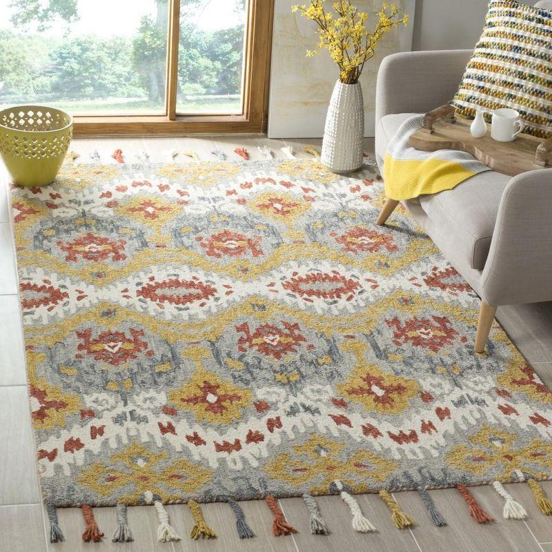 Hand-Knotted Bohemian Gray and Gold Wool Area Rug - 3' x 5'