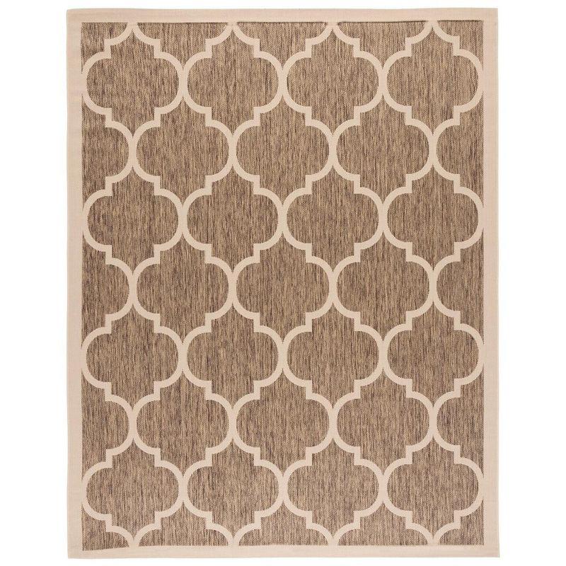 Reversible Blue and Bone Quatrefoil 9' x 12' Indoor/Outdoor Rug