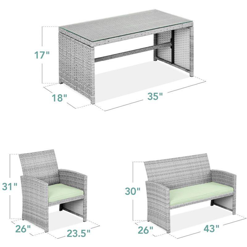 Best Choice Products 4-Piece Outdoor Wicker Patio Conversation Furniture Set w/ Table, Cushions