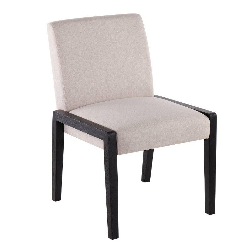 Carmen Beige Fabric and Black Wood Velvet Dining Chairs - Set of 2