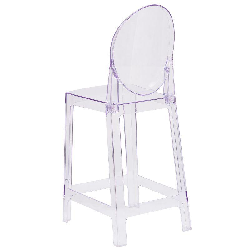 Flash Furniture Ghost Counter Stool with Oval Back in Transparent Crystal