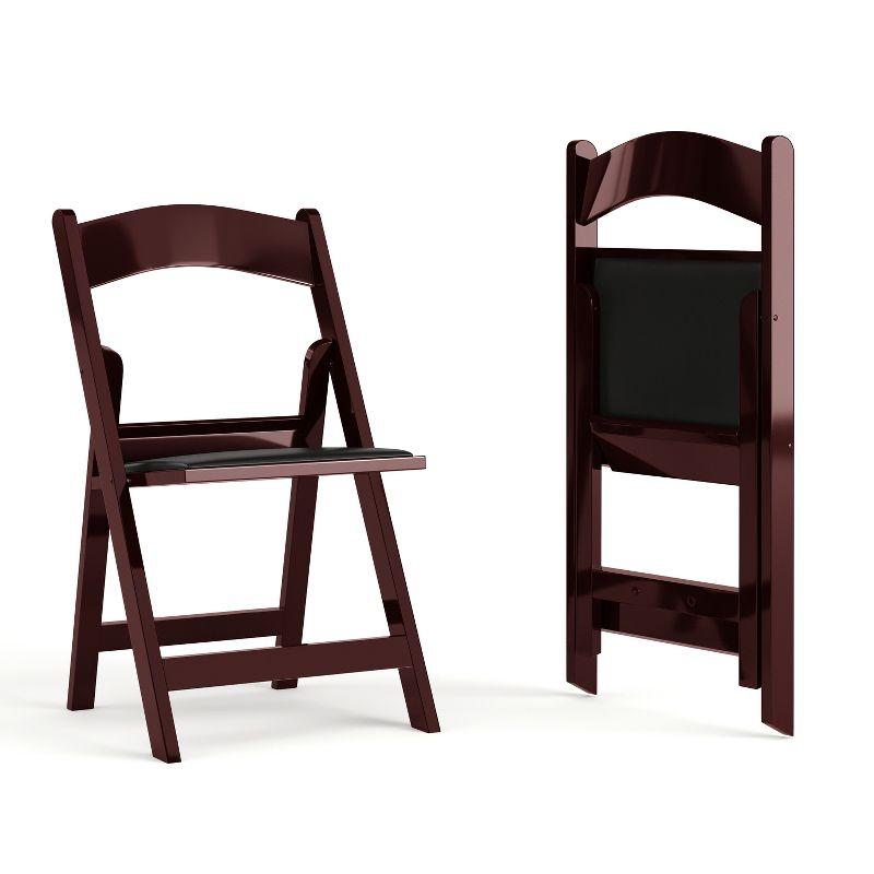 Flash Furniture Hercules Folding Chair - Red Mahogany Resin - 2 Pack 800LB Weight Capacity Comfortable Event Chair - Light Weight Folding Chair