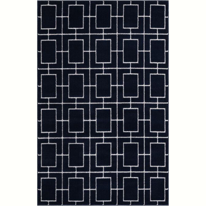 Glam Navy Blue Silver Area Rug