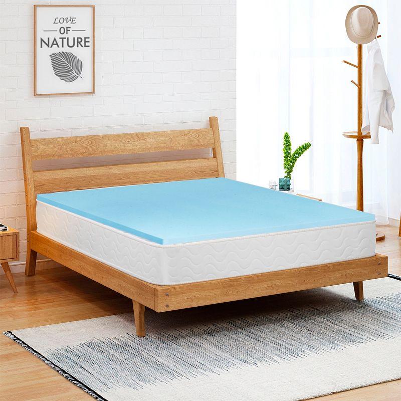 Full Size Blue Gel Memory Foam Mattress Topper