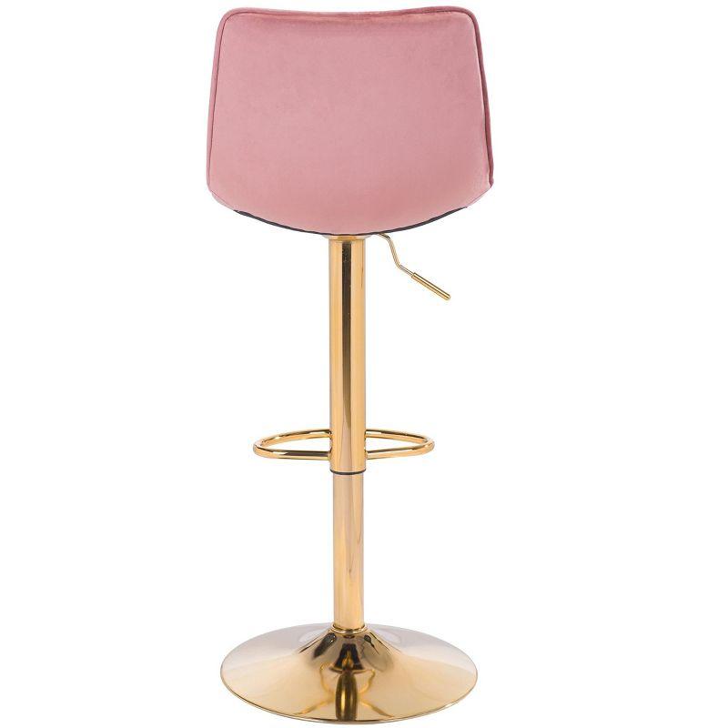 Adjustable Pink and Gold Saddle Style Swivel Bar Stool