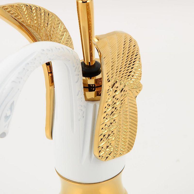 BWE Single Handle Vessel Sink Faucet with Pop-Up Drain in Gold