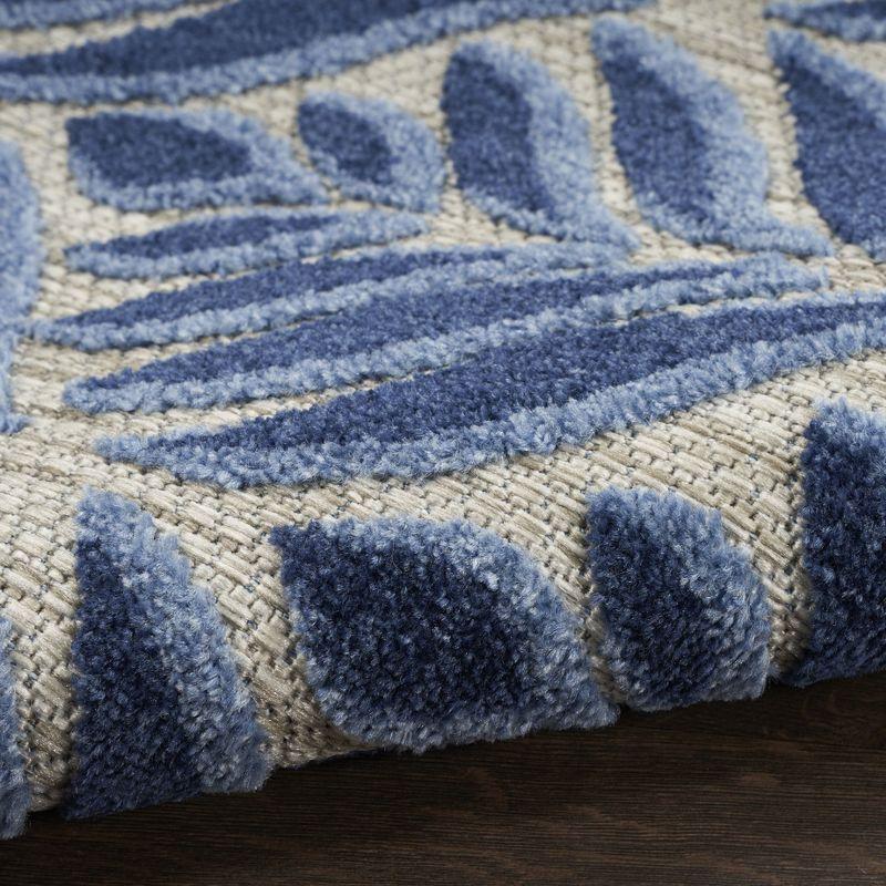 Nourison Aloha Tropical Palm Flatweave High-Low Indoor Outdoor Area Rug Blue 2'8" x 4'