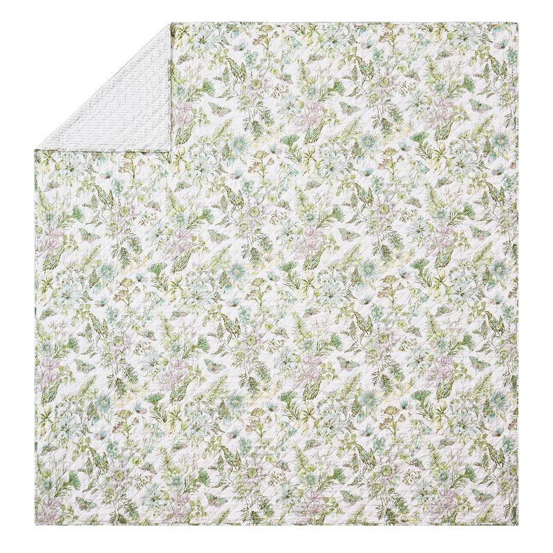 Modern Heirloom Full/Queen Quilt Botanical Floral Green