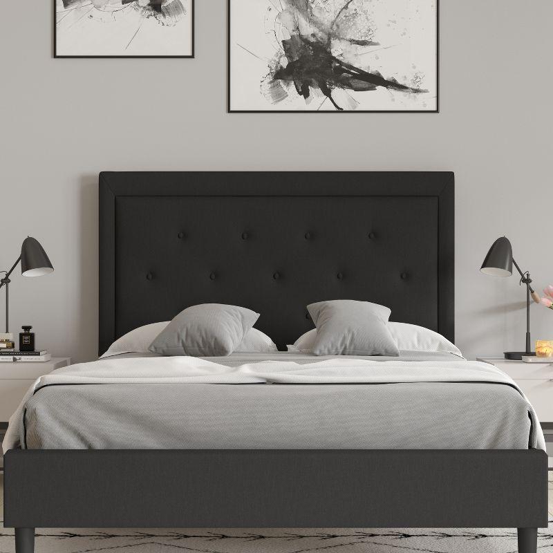 Elegant Full/Double Tufted Upholstered Platform Bed in Black