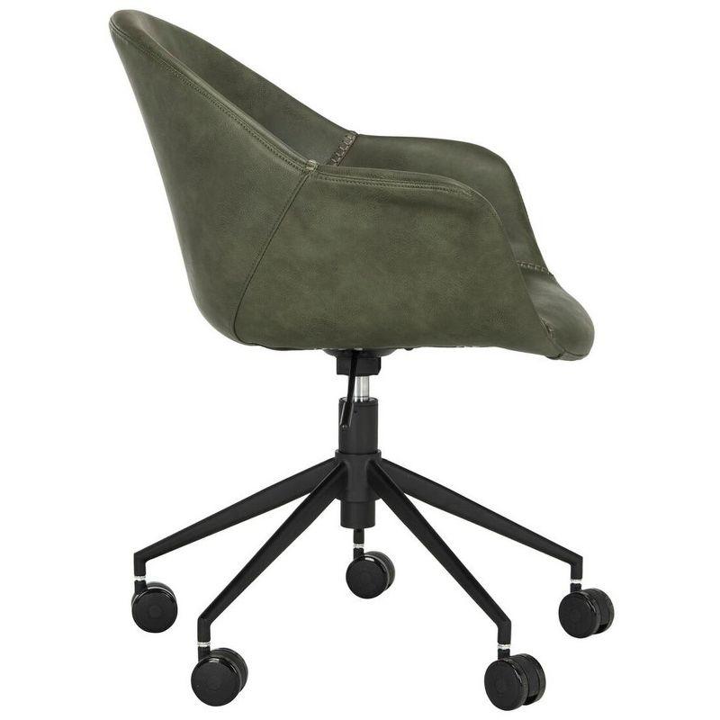 Ember Transitional Swivel Task Chair in Green Faux Leather and Black Wood