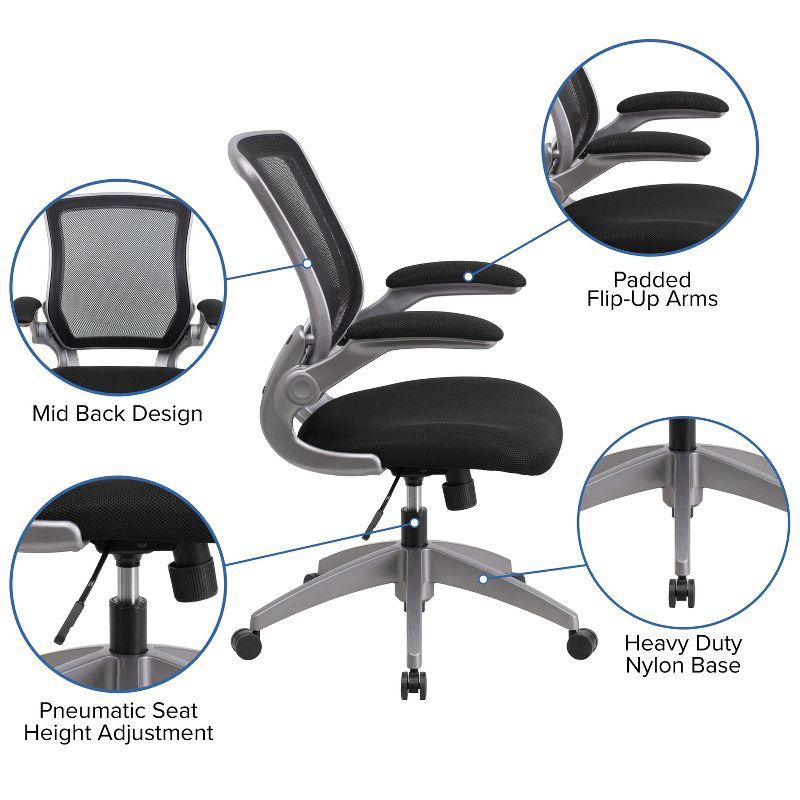 Black Mesh Ergonomic Task Chair with Adjustable Arms