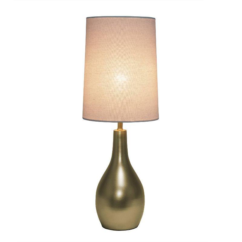 1 Light Tear Drop Table Lamp Gold - Simple Designs: Bedside, No Assembly Required, UL Listed, Cotton Shade