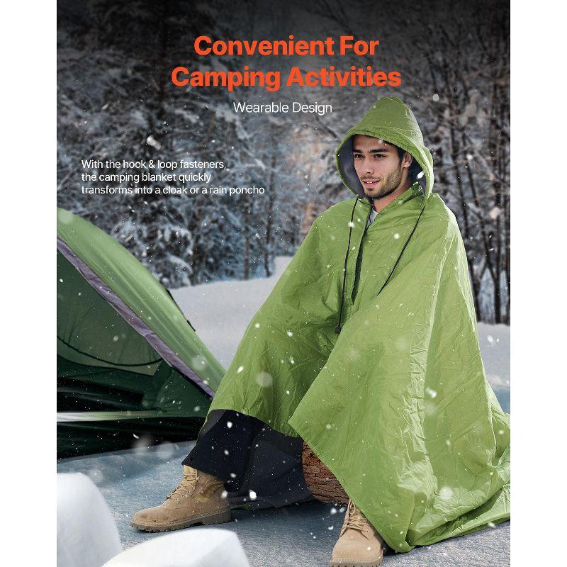 VEVOR Camping Blanket, Large Warm Wearable Stadium Blanket, Waterproof & Windproof, Polyester Fleece, Flame Retardant, 79" x 59", Army Green