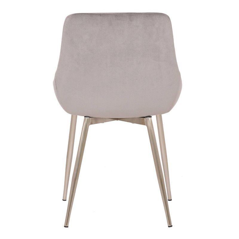 Heidi Velvet Dining Accent Chair Gray - Armen Living: Chrome Legs, Soft Polyester Upholstery, Modern Style
