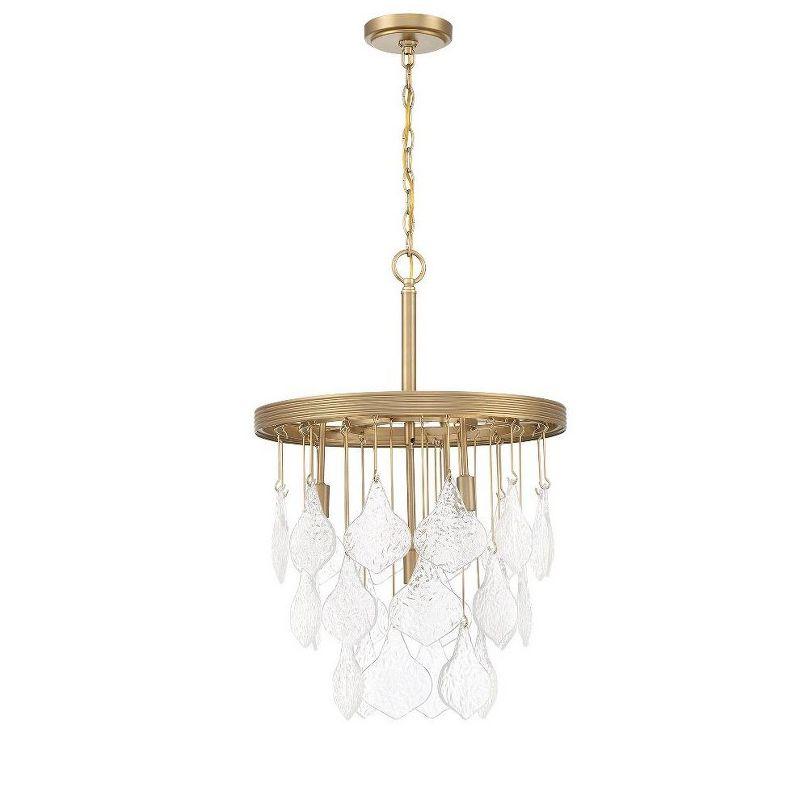 Satin Brass and Clear Glass 4-Light Cluster Pendant