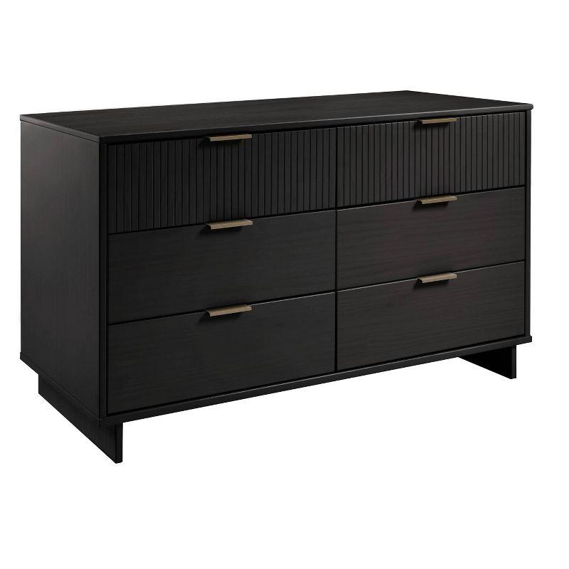 Granville Modern 6 Drawer Double Wide Dresser Black - Manhattan Comfort: Bedroom Storage, Soft Close