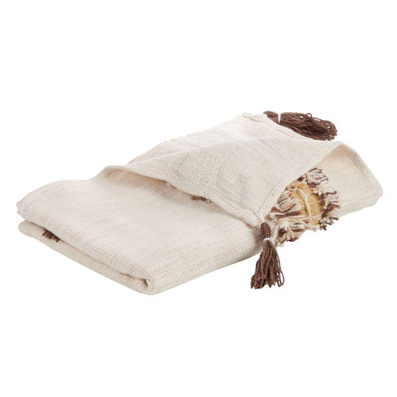 Ivory Cotton Tassel & Fringe Throw Blanket