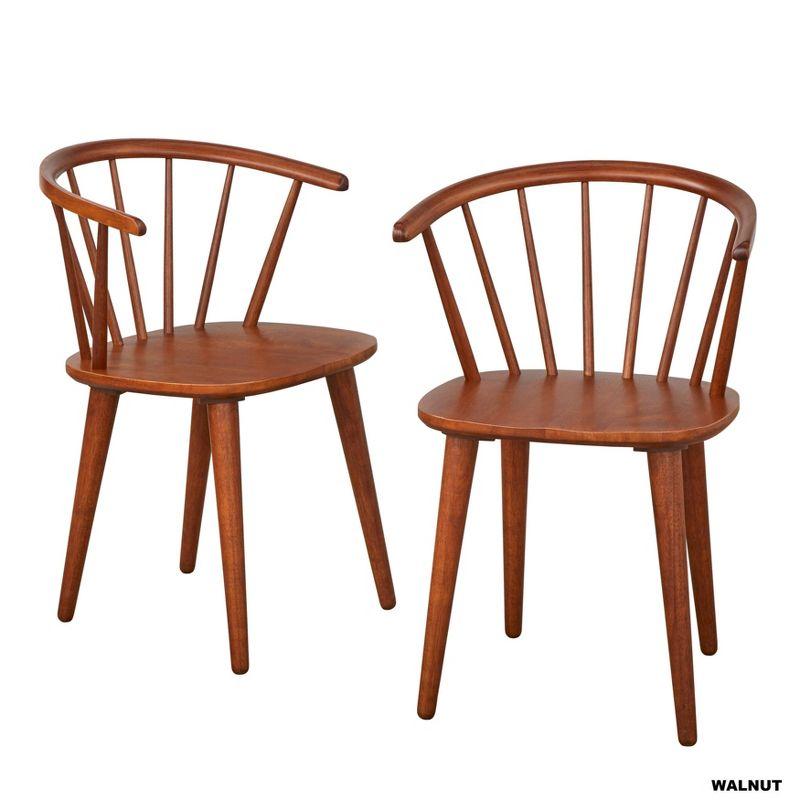 Walnut High Back Windsor Arm Chairs Set of 2