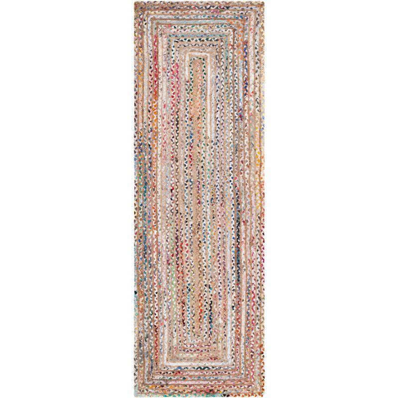 Handwoven Beige and Multicolor Cotton Area Rug