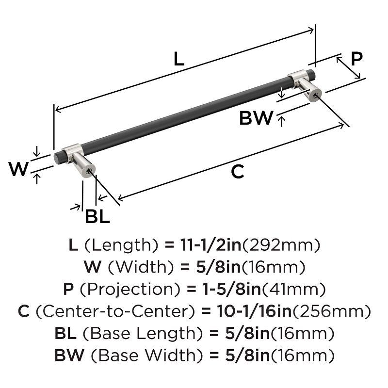 Amerock Mergence 10-1/16 inch (256mm) Center-to-Center Matte Black/Polished Nickel Cabinet Pull