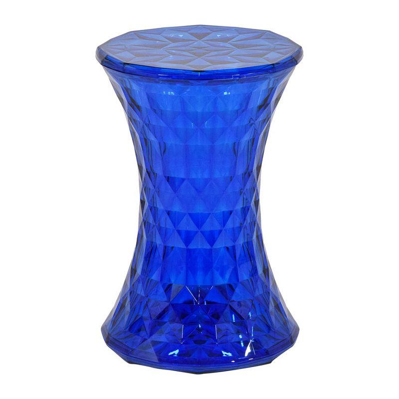 LeisureMod Vanity Modern Stool/Side Table, Transparent Blue