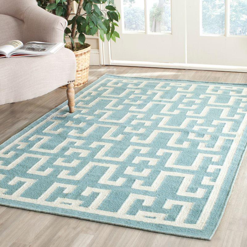 Dhurries DHU621 Hand Woven Flat Weave Indoor Accent Rug - Seafoam/Ivory - 3'x5' - Safavieh