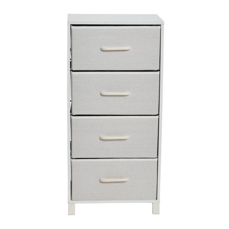 Household Essentials Dresser Tower White: Particle Board Frame, 4-Drawer Storage, Adult Assembly Required