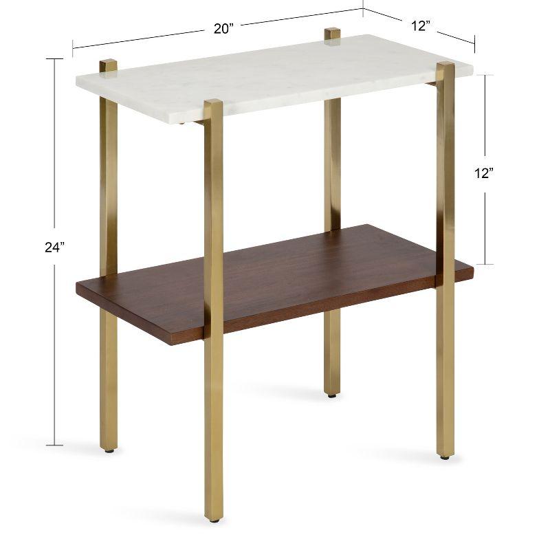 Kate and Laurel Abcott Rectangle Wood Side Table, 20x12x24, White and Walnut Brown