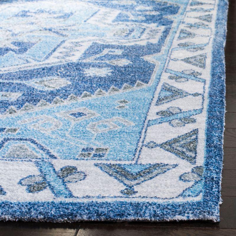 Saffron Blue Ivory 8' x 10' Flat Woven Wool Cotton Rug