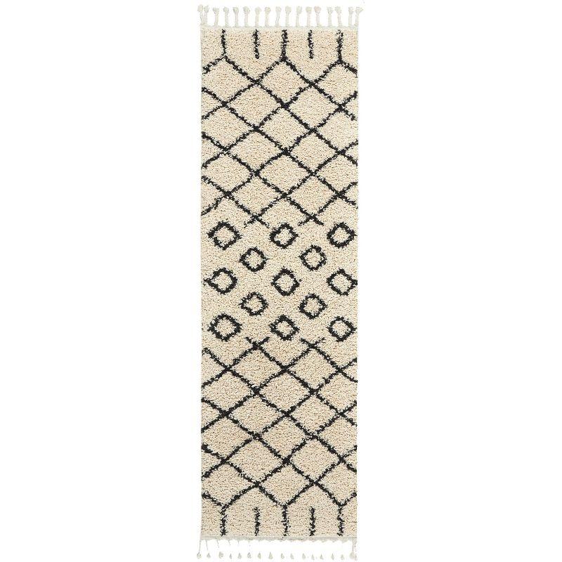 Nourison Marrakesh Shag MRK01 Cream Area Rug 2'2" x 8'1"